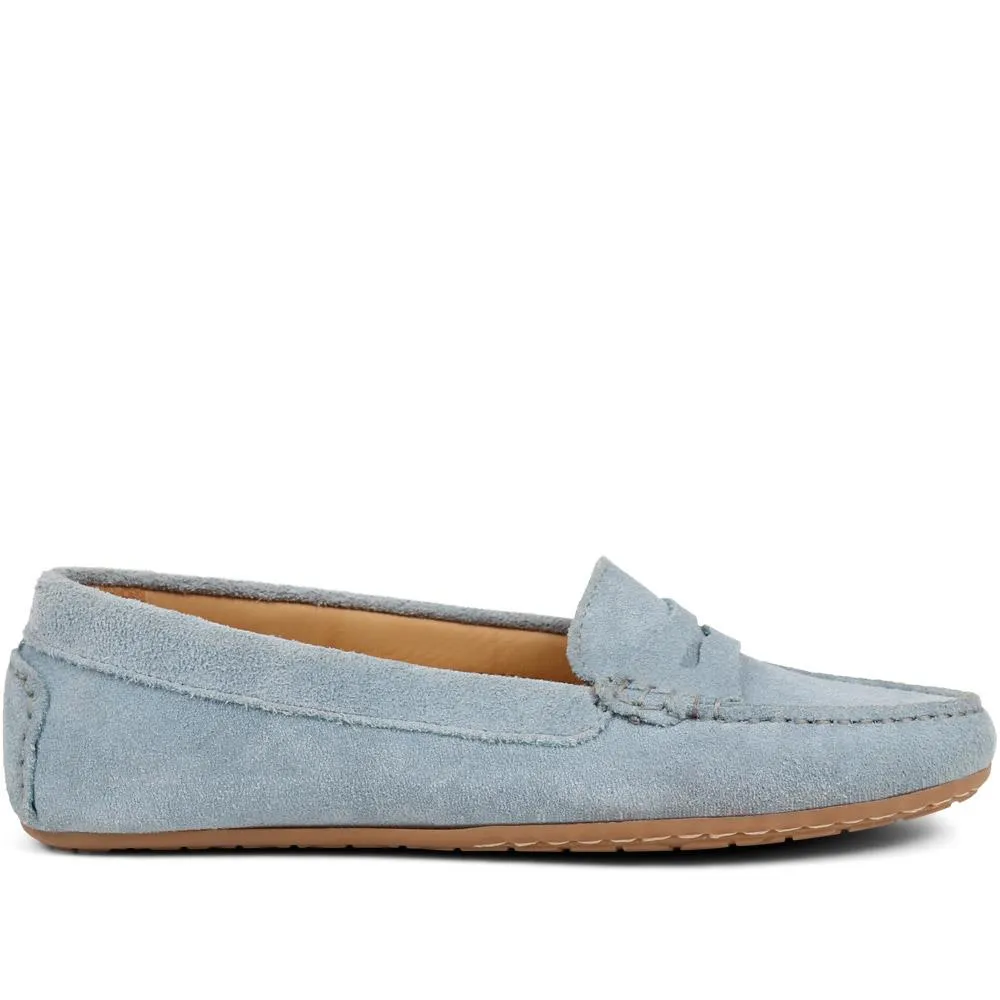 Penelopie Leather Moccasins - PENELOPIE / 322 368 - Pale Blue sold by Jones Bootmaker