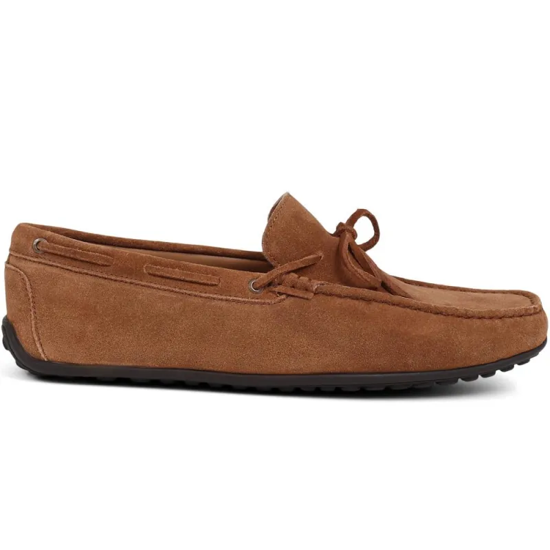 Plymouth Leather Moccasins  - PLYMOUTH / 325 094 - Tan Suede sold by Jones Bootmaker