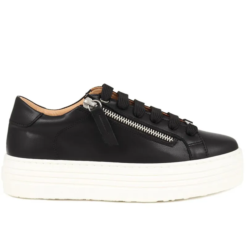 Amaliada Leather Platform Trainers - AMALIADA / 325 316 - Black sold by Jones Bootmaker
