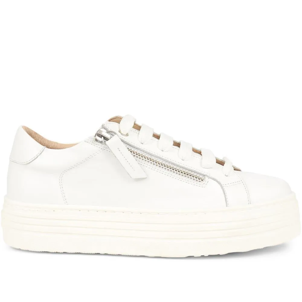Amaliada Leather Platform Trainers - AMALIADA / 325 316 - White sold by Jones Bootmaker