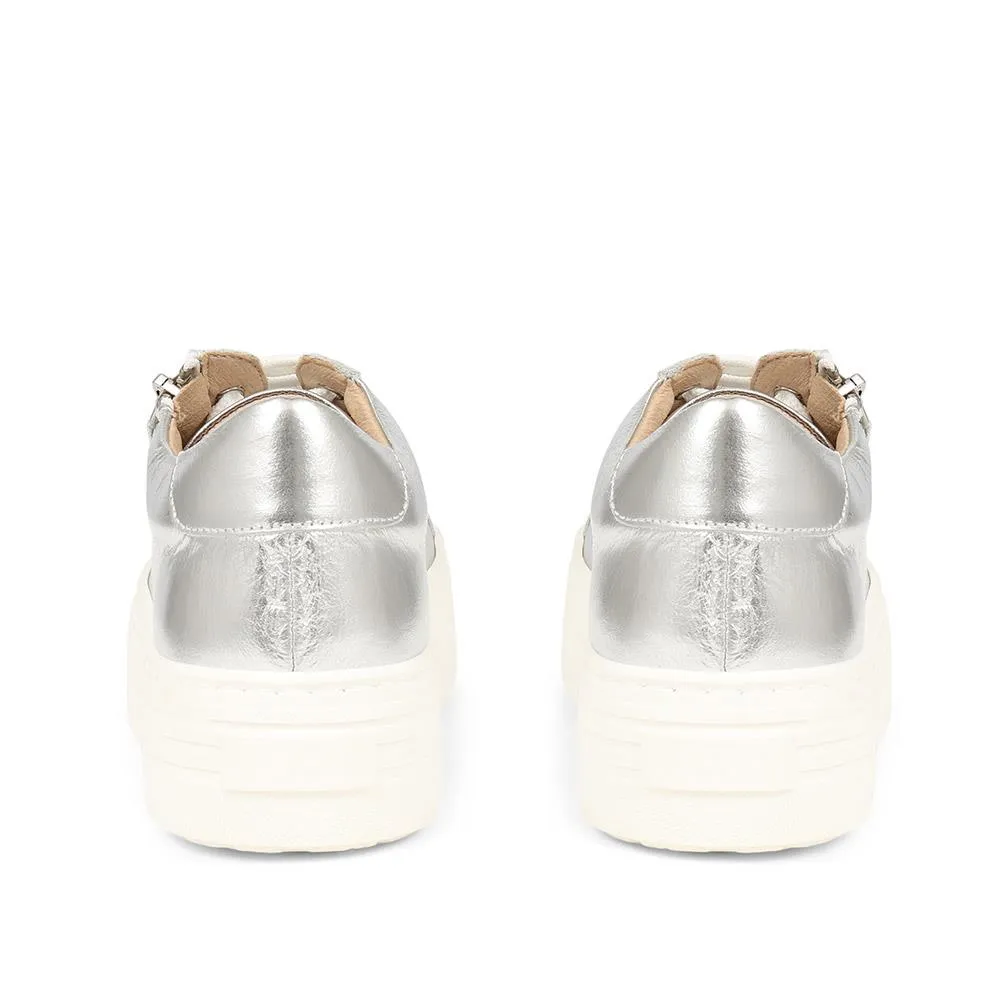 Amaliada Leather Platform Trainers - AMALIADA / 325 316 - Silver sold by Jones Bootmaker product image thumbnail 3