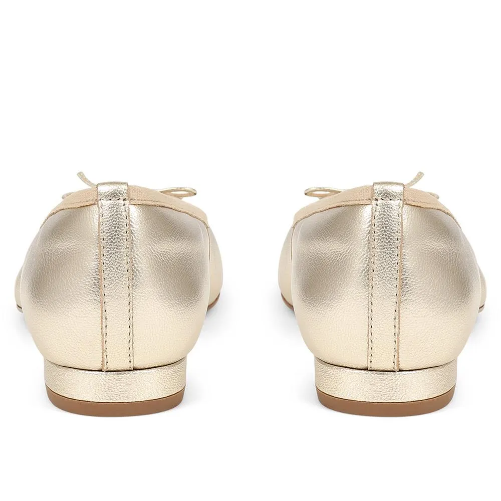 Soleil Leather Low Ballet Pumps - SOLEIL / 323 600 - Gold sold by Jones Bootmaker product image thumbnail 3