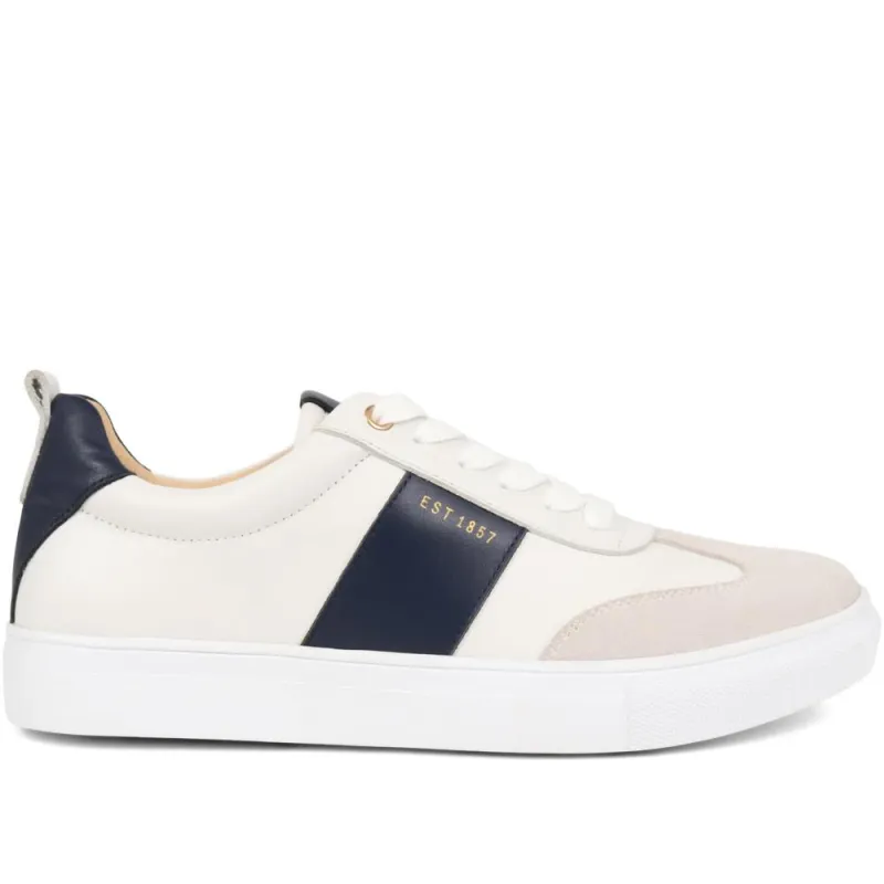 Aspyn Leather Trainers  - ASPYN / 325 132 - White-Navy sold by Jones Bootmaker