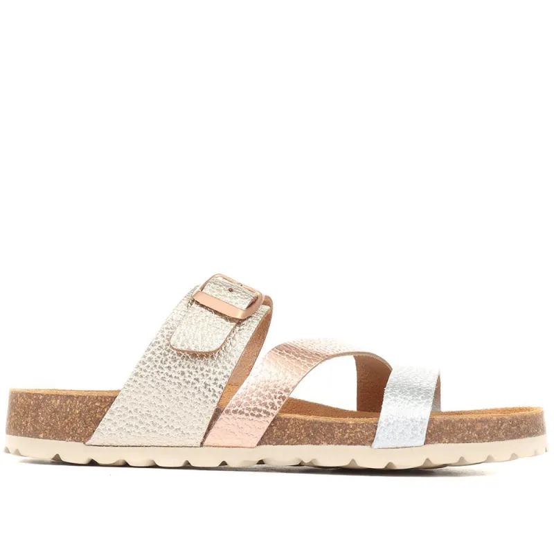 Tabatha Leather Mule Sandals - TABATHA / 322 045 - Metallic sold by Jones Bootmaker