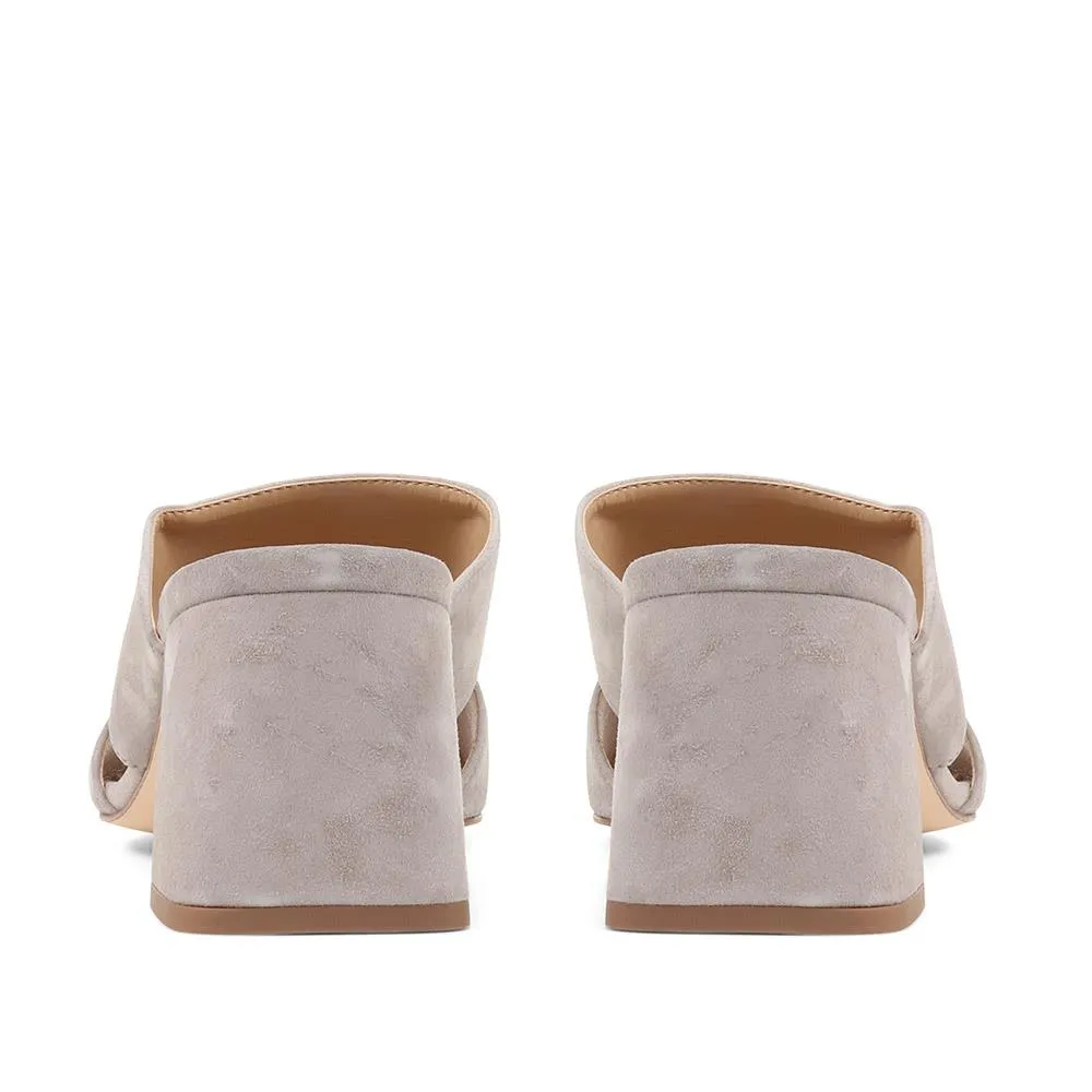 Kennedi Leather Heeled Mule Sandals - KENNEDI / 323 635 - Taupe sold by Jones Bootmaker product image thumbnail 3