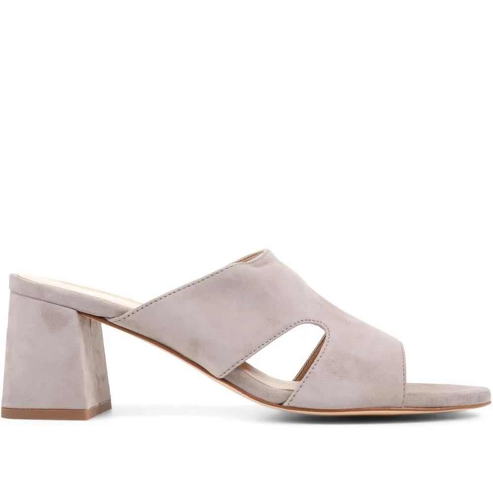 Kennedi Leather Heeled Mule Sandals - KENNEDI / 323 635 - Taupe sold by Jones Bootmaker