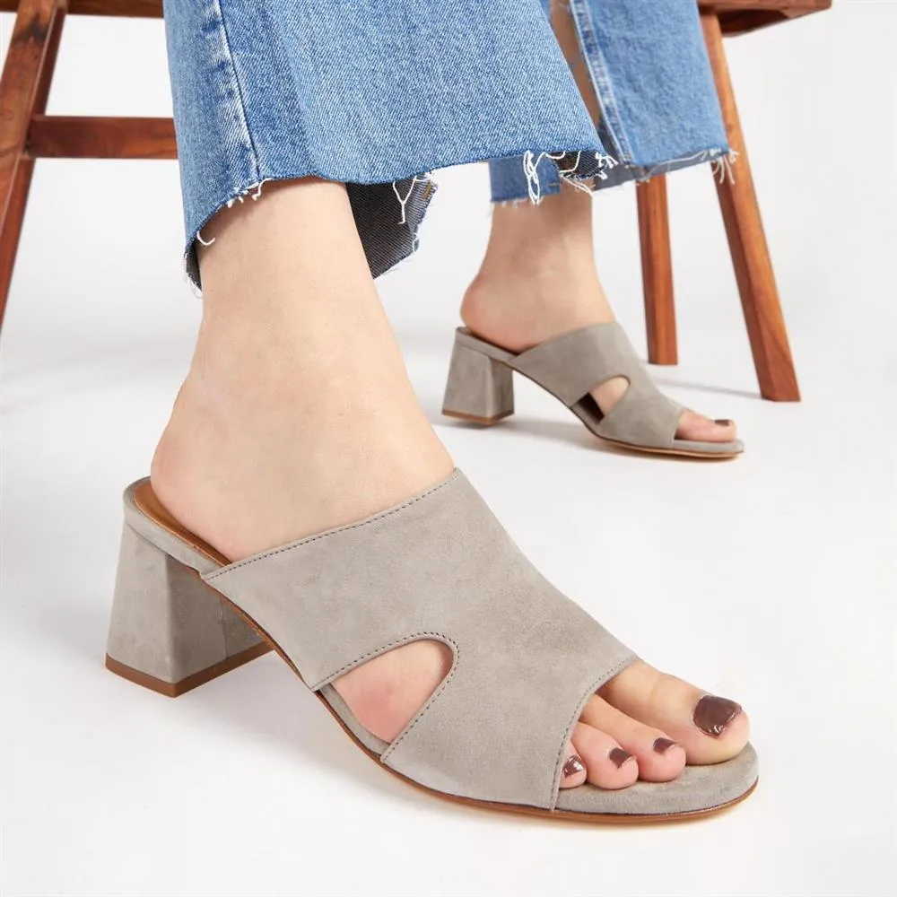 Kennedi Leather Heeled Mule Sandals - KENNEDI / 323 635 - Taupe sold by Jones Bootmaker product image thumbnail 5