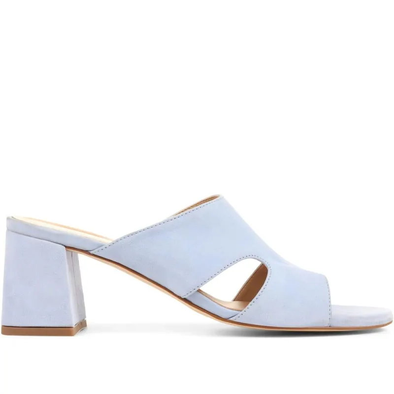 Kennedi Leather Heeled Mule Sandals - KENNEDI / 323 635 - Powder Blue sold by Jones Bootmaker