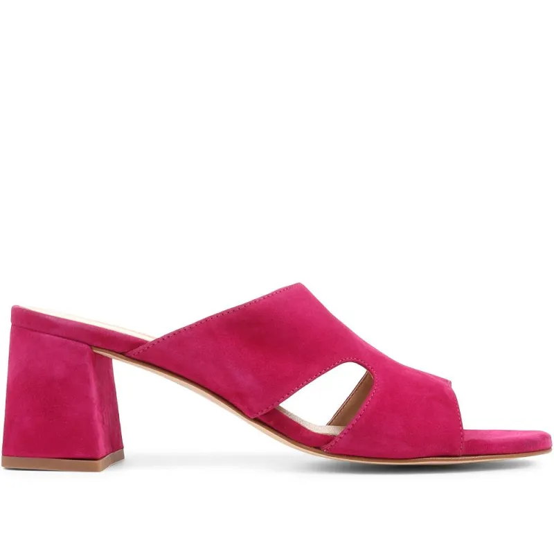 Kennedi Leather Heeled Mule Sandals - KENNEDI / 323 635 - Hot Pink sold by Jones Bootmaker