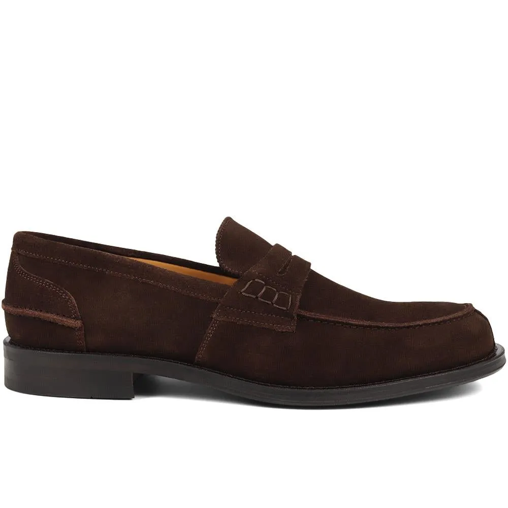Chorleywood2 Leather Blake Stitched Penny Loafers - CHORLEYWOOD2 / 325 301 - Brown Suede sold by Jones Bootmaker