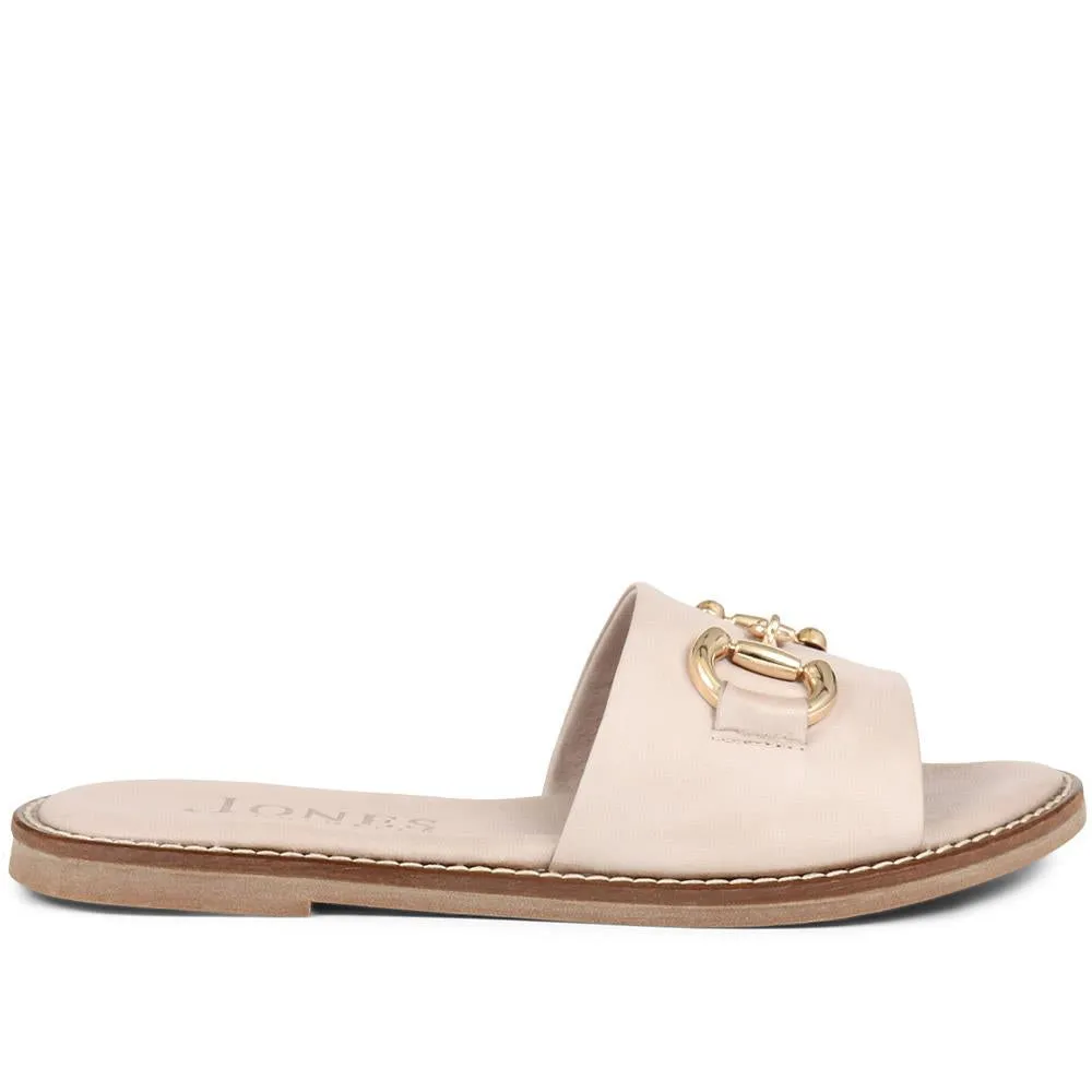 Emillina Leather Buckle Mule Sandals - EMILLINA / 323 646 - Taupe sold by Jones Bootmaker