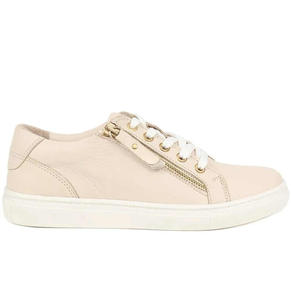 Padova2 Leather Lace-Up Trainers - PADOVA2 / 324 917 - Stone sold by Jones Bootmaker