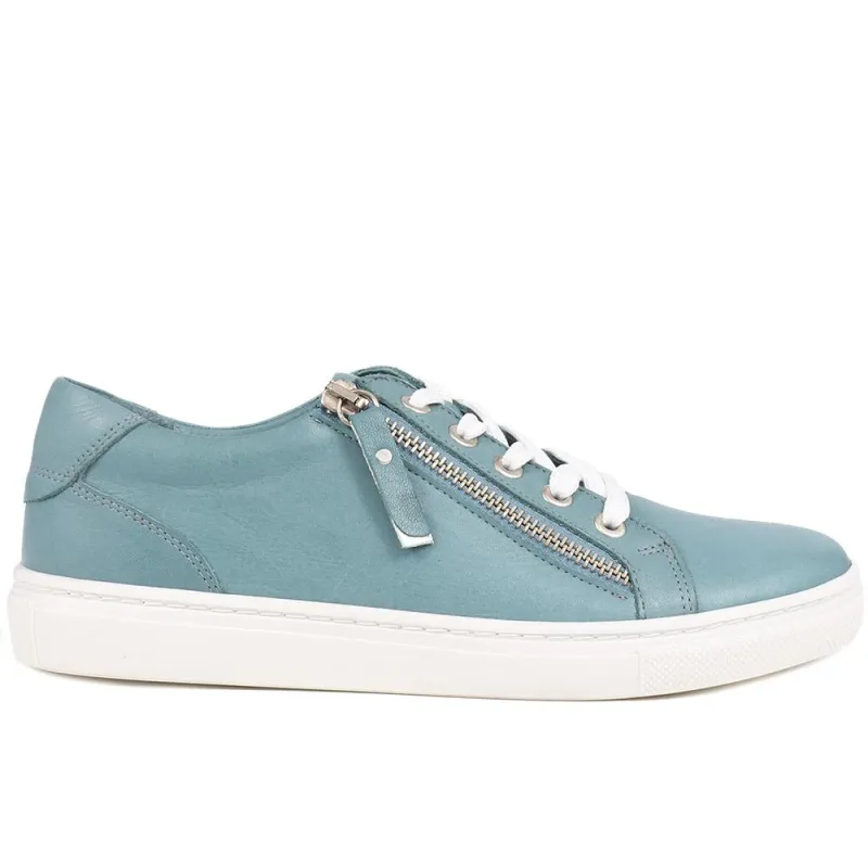 Padova2 Leather Lace-Up Trainers - PADOVA2 / 324 917 - Teal sold by Jones Bootmaker