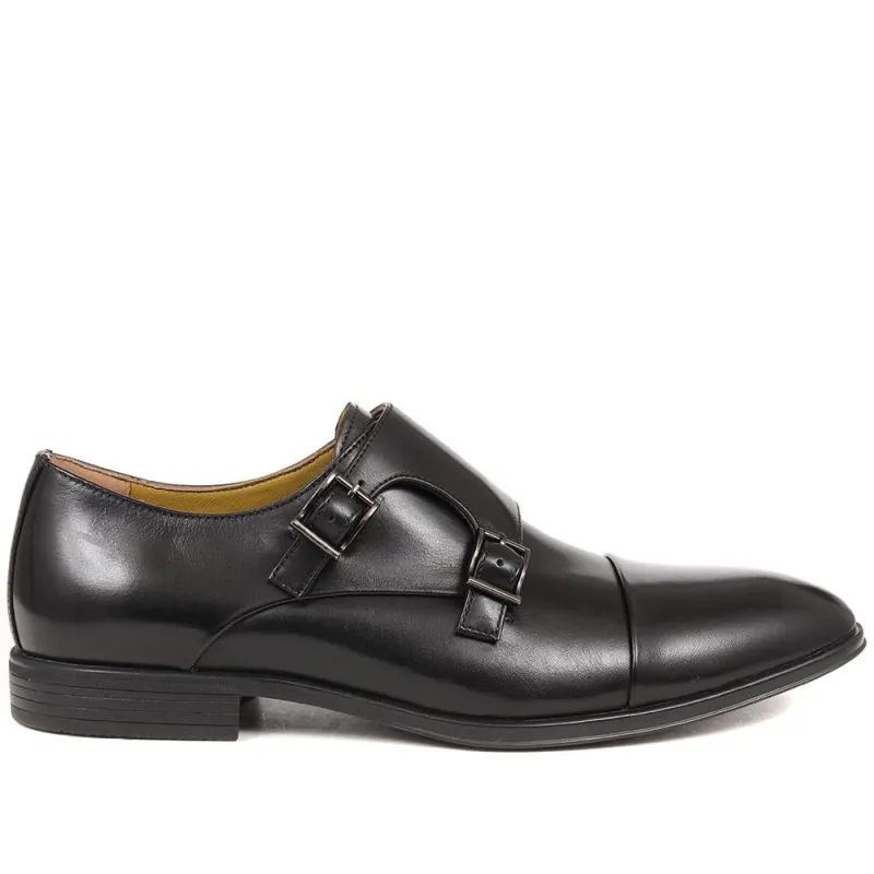 Northampton Leather Monk Shoes - NORTHAMPTON / 323 639 - Black sold by Jones Bootmaker