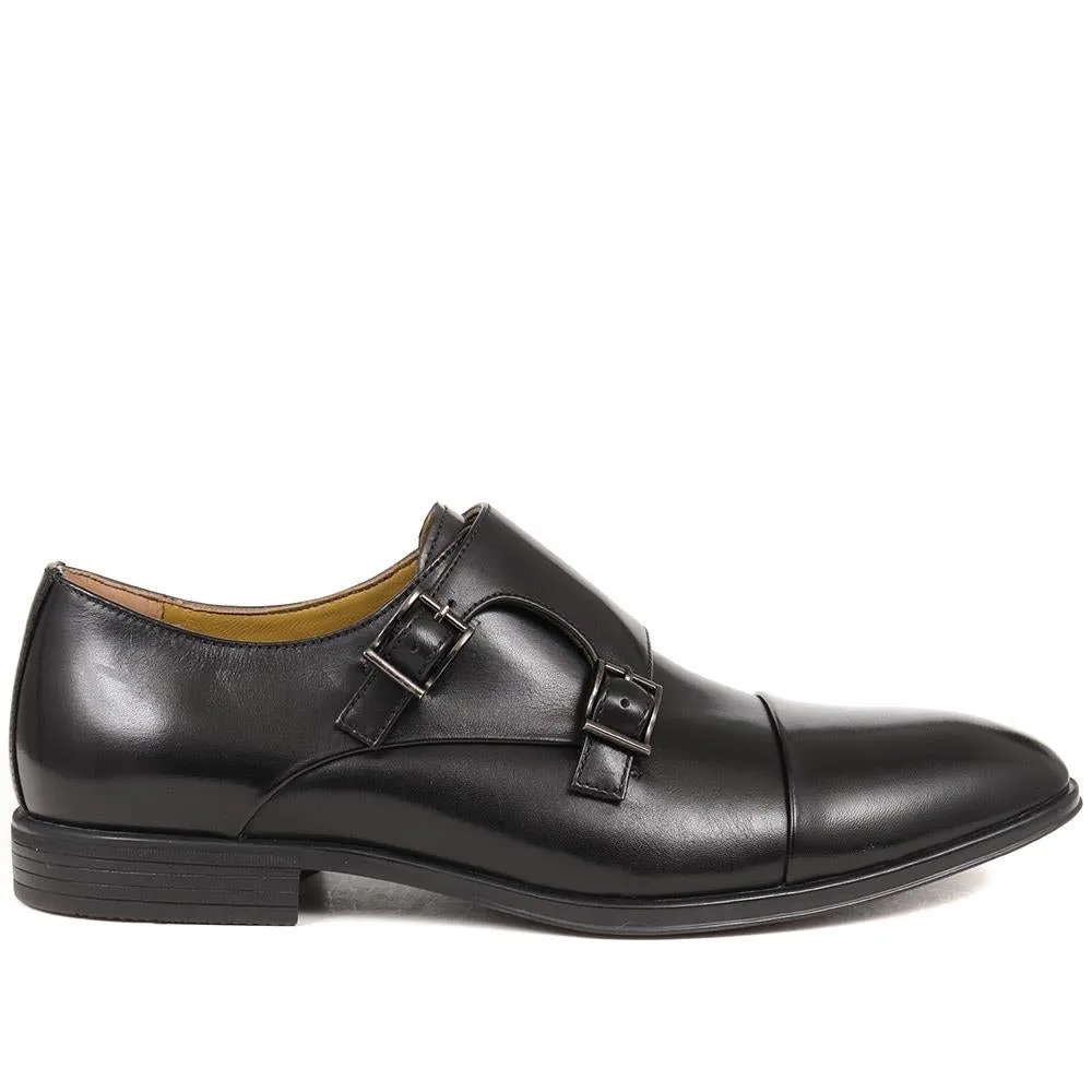 Northampton Leather Monk Shoes - NORTHAMPTON / 323 639 - Black sold by Jones Bootmaker