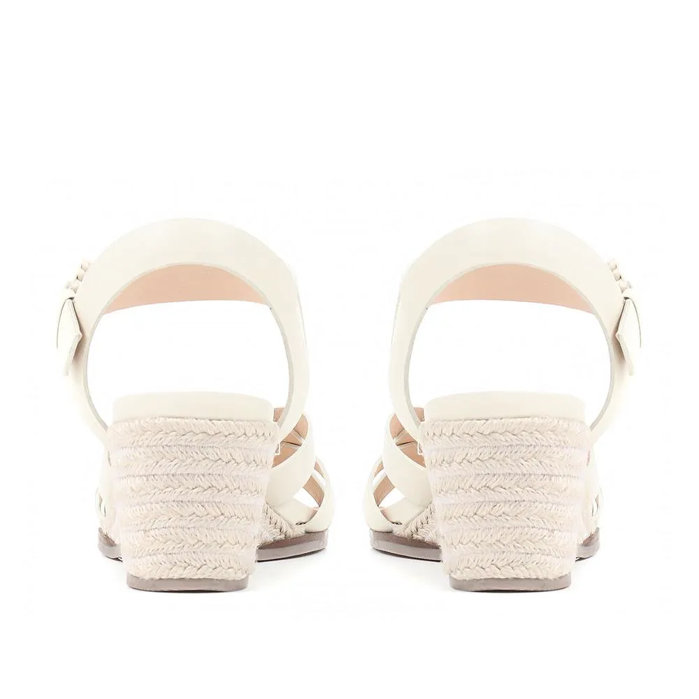 Loriana Leather Woven Wedge Sandals - LORIANA / 323 346 - Cream sold by Jones Bootmaker product image thumbnail 3