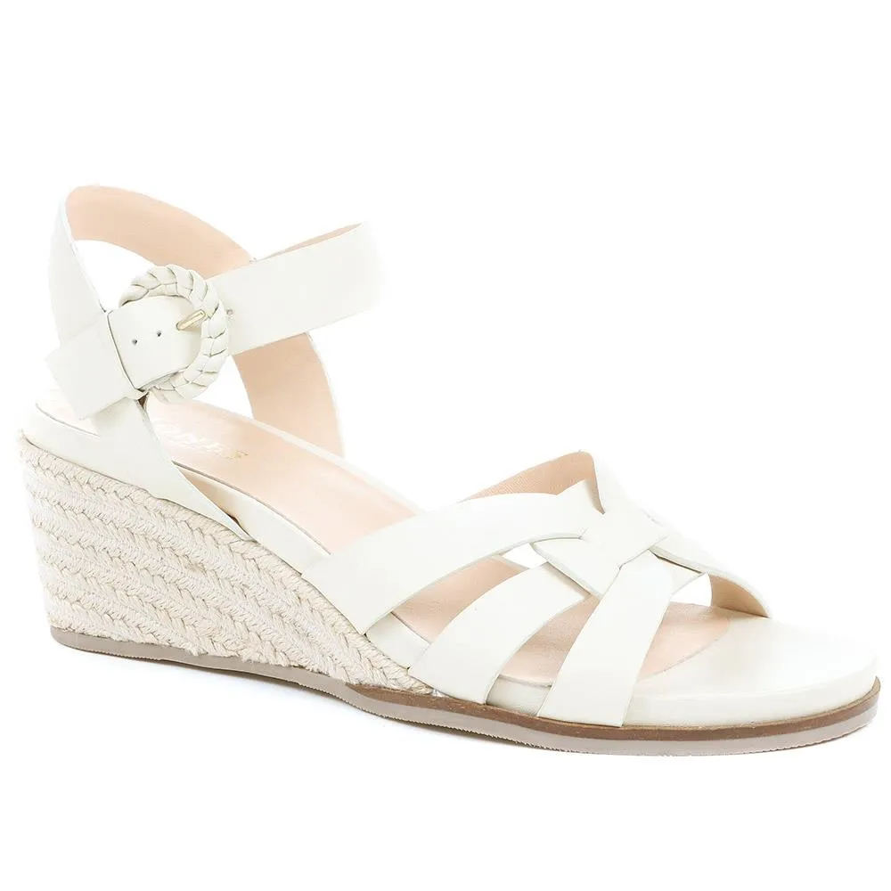 Loriana Leather Woven Wedge Sandals - LORIANA / 323 346 - Cream sold by Jones Bootmaker product image thumbnail 2