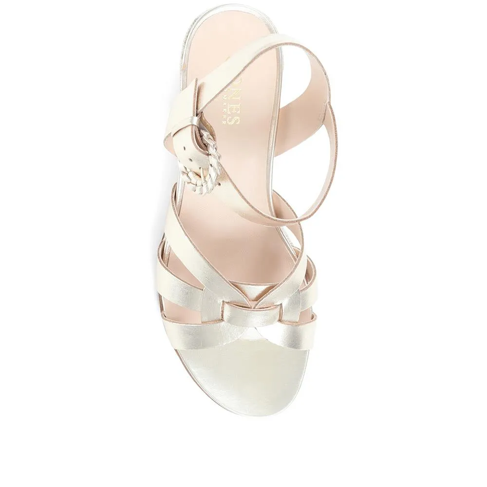 Loriana Leather Woven Wedge Sandals - LORIANA / 323 346 - Gold sold by Jones Bootmaker product image thumbnail 4