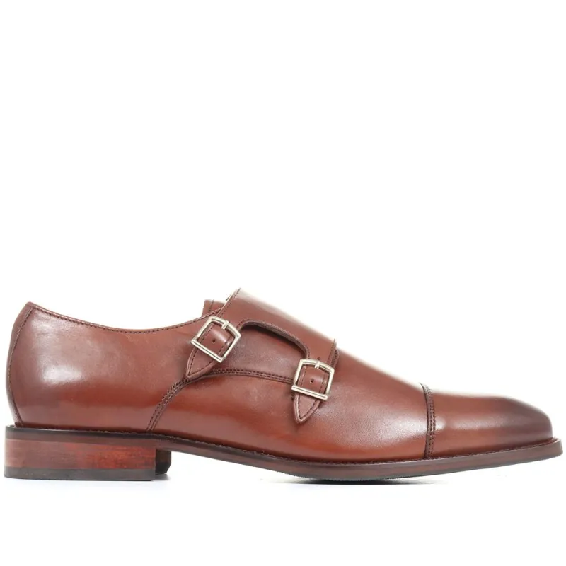 Nathaniel Leather Double Monk Shoes - NATHANIEL / 320 484 - Chestnut sold by Jones Bootmaker