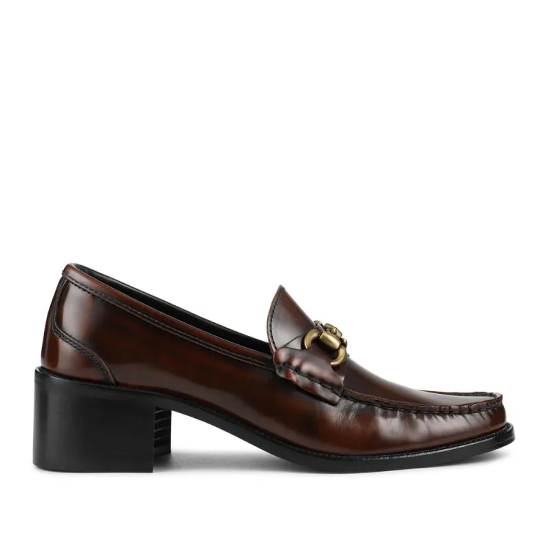 Talitha Leather Heeled Moccasins - TALITHA / 328 354 - Cognac sold by Jones Bootmaker