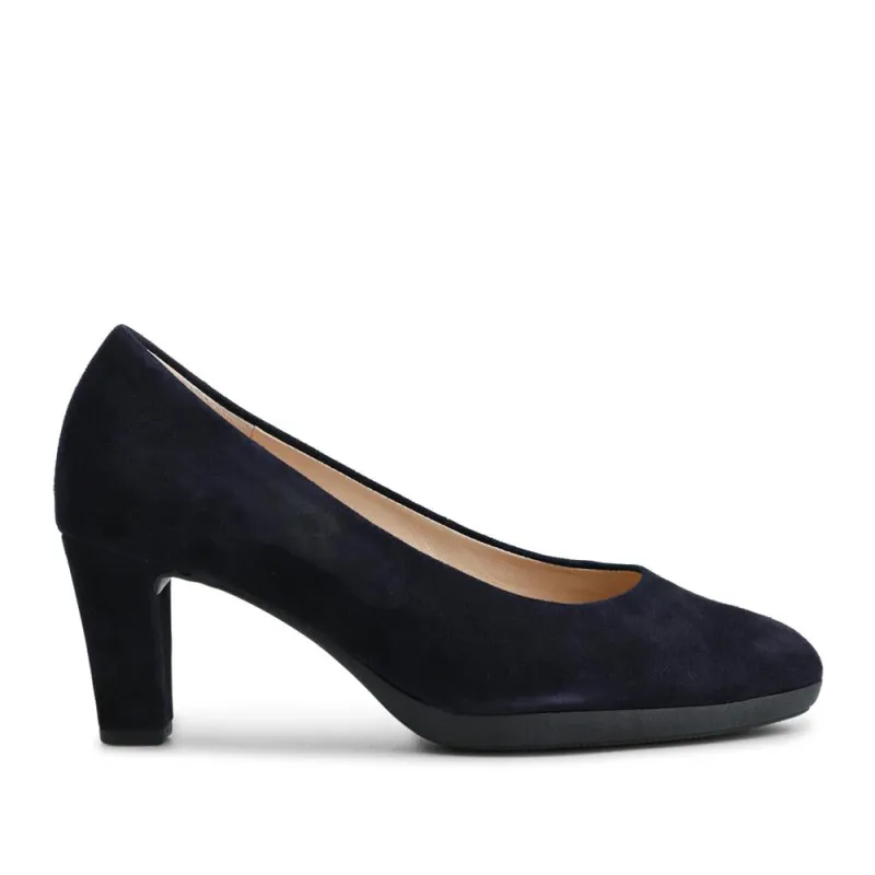 Kasie Heeled Leather Court Shoes - GAB36500 / 322 675 - Navy made by Jones Bootmaker