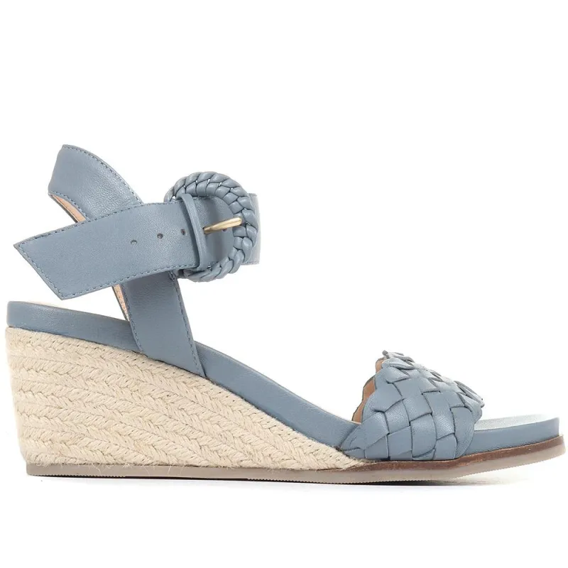 Luana Leather Wedge Sandals - LUANA / 321 575 - Blue sold by Jones Bootmaker