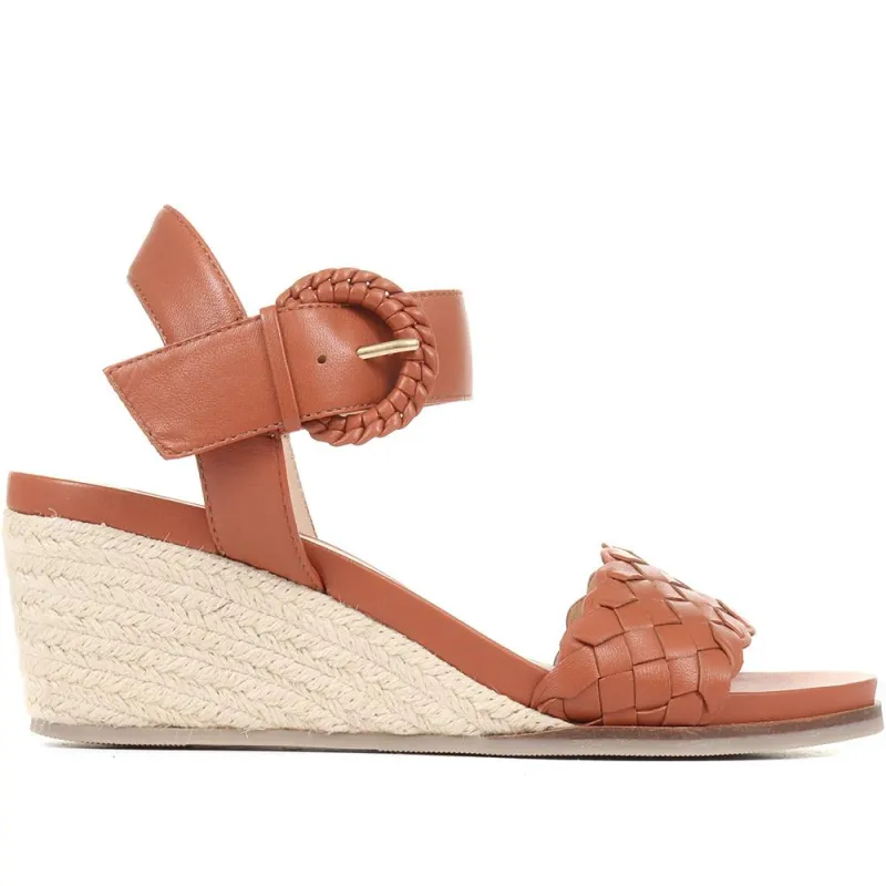 Luana Leather Wedge Sandals - LUANA / 321 575 - Tan Leather sold by Jones Bootmaker