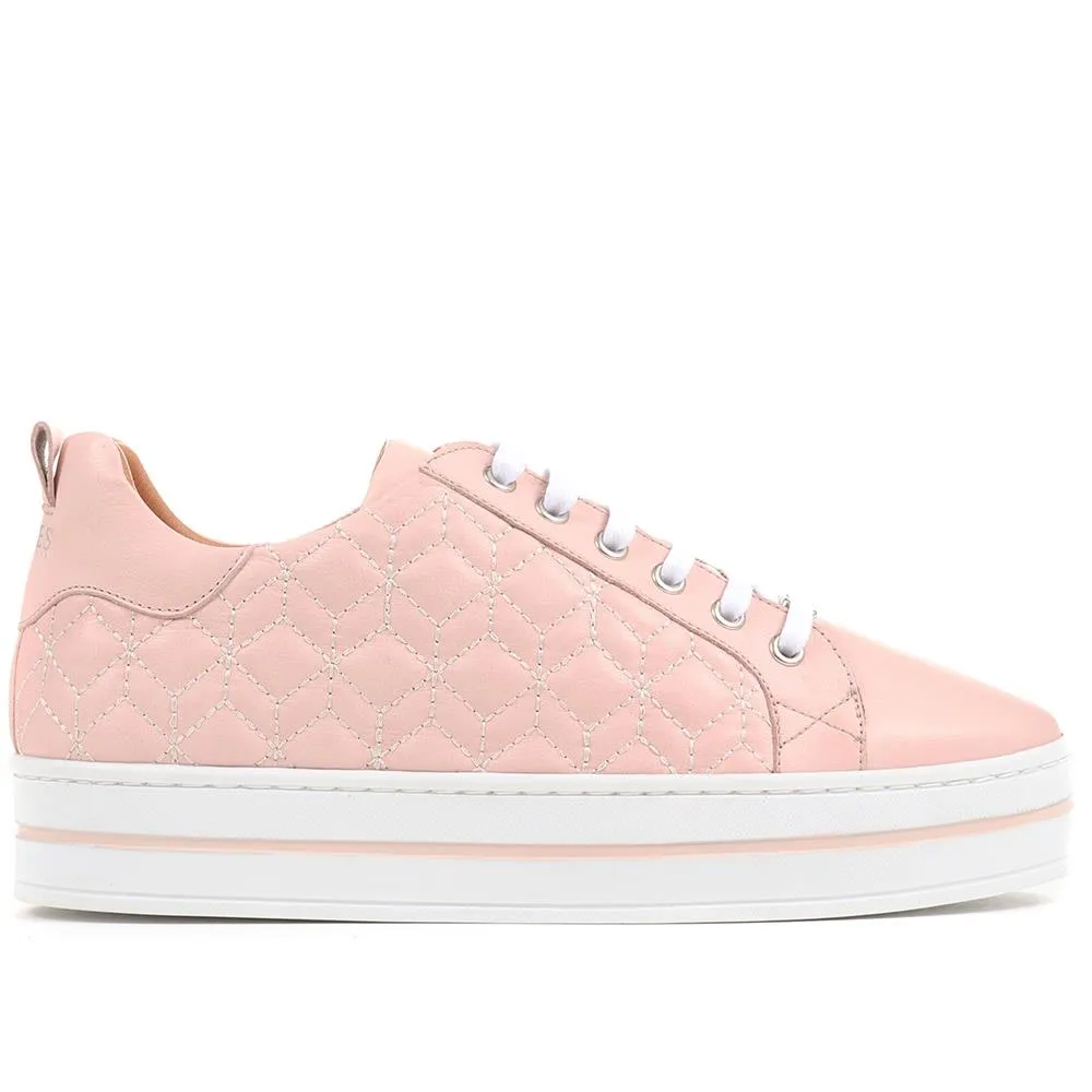 Alexandrite Leather Quilted Trainers - ALEXANDRITE / 323 645 - Nude sold by Jones Bootmaker