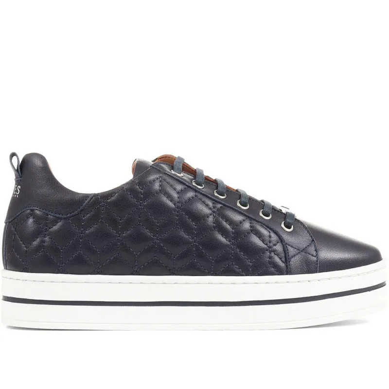 Alexandrite Leather Quilted Trainers - ALEXANDRITE / 323 645 - Navy sold by Jones Bootmaker