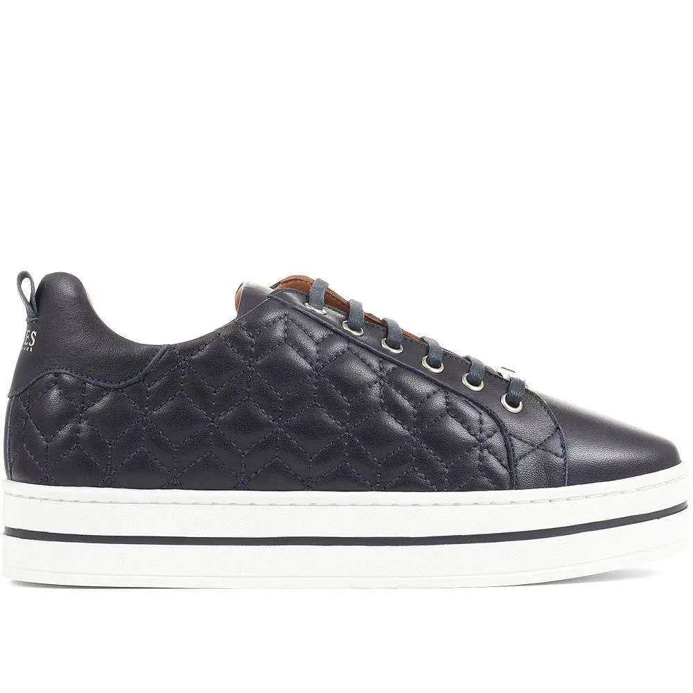 Alexandrite Leather Quilted Trainers - ALEXANDRITE / 323 645 - Navy sold by Jones Bootmaker