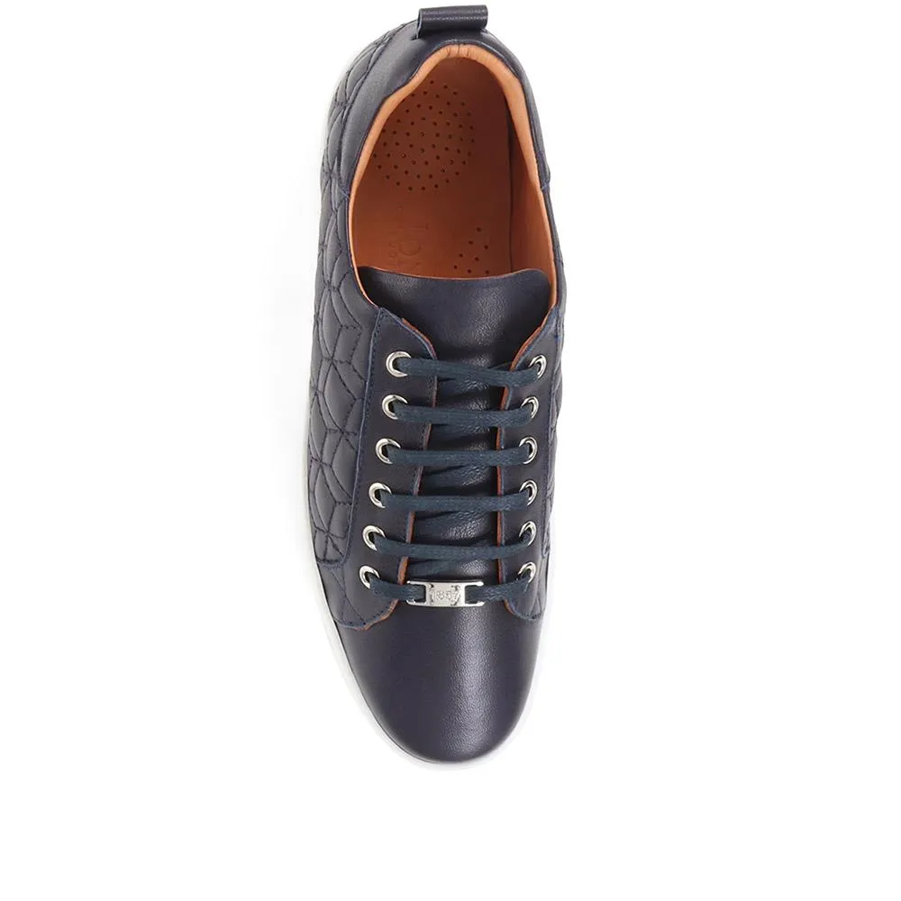 Alexandrite Leather Quilted Trainers - ALEXANDRITE / 323 645 - Navy sold by Jones Bootmaker product image thumbnail 4