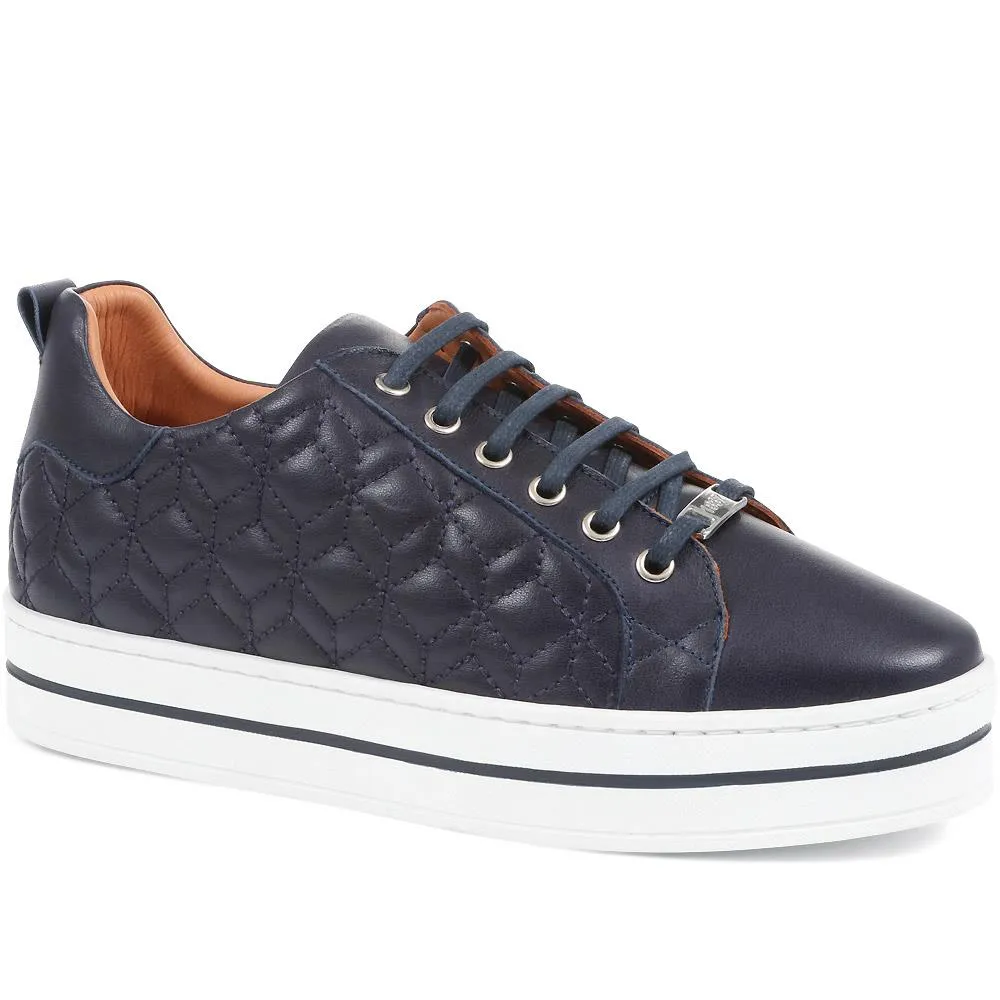 Alexandrite Leather Quilted Trainers - ALEXANDRITE / 323 645 - Navy sold by Jones Bootmaker product image thumbnail 2
