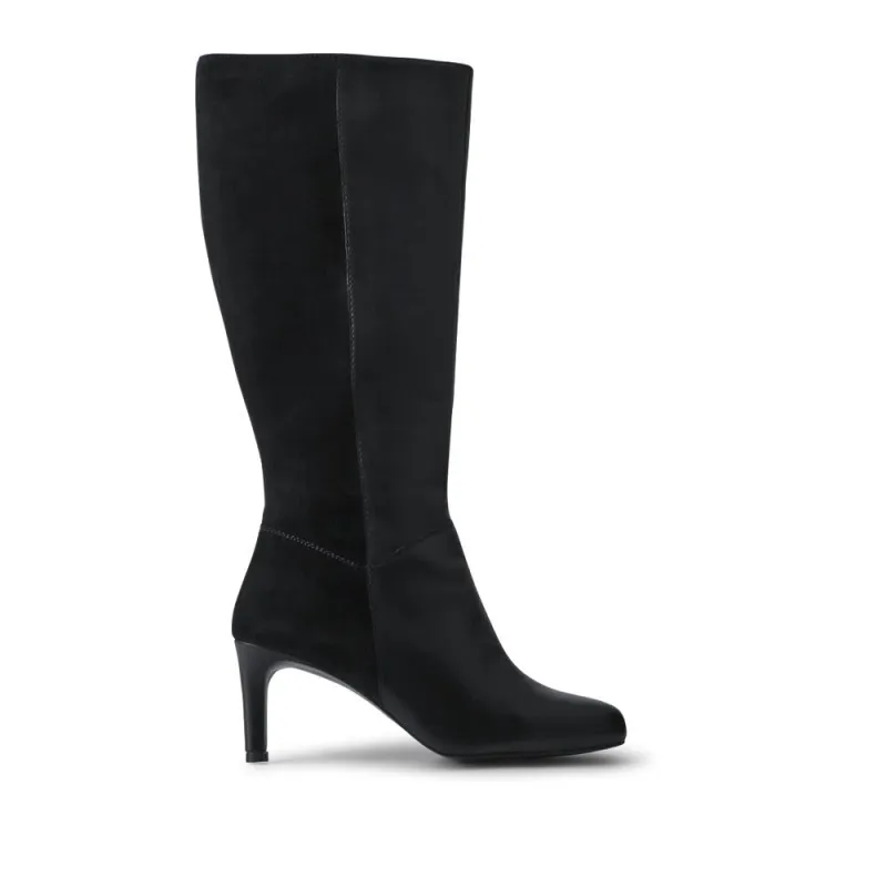 Callee Leather Stiletto Long Boots - CALLEE / 325 951 - Black-Black Suede sold by Jones Bootmaker