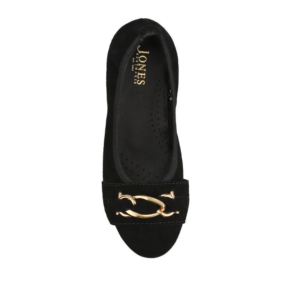 Yvette Leather Wide-Fit Ballet Pumps - YVETTE / 326 959 - Black Suede sold by Jones Bootmaker product image thumbnail 4
