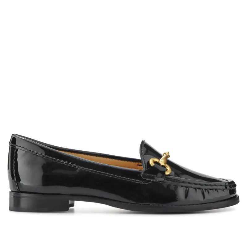 Lorella Leather Heeled Loafers - LORELLA / 327 456 - Black Patent sold by Jones Bootmaker