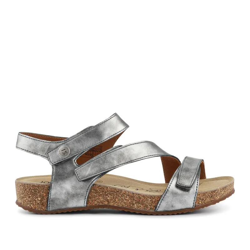 All-Leather Touch-Fasten Sandals - JOSEF41513 / 327 241 - Silver sold by Jones Bootmaker