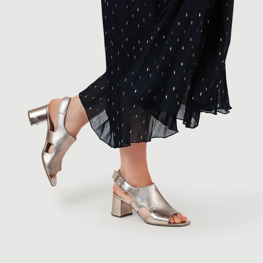 Smart Leather Block-Heeled Sandals - GAB41514 / 327 008 - Metallic Beige sold by Jones Bootmaker product image thumbnail 5