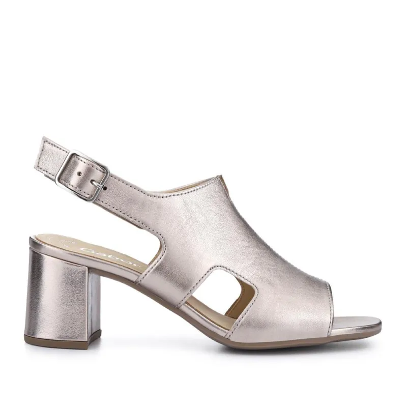 Smart Leather Block-Heeled Sandals - GAB41514 / 327 008 - Metallic Beige sold by Jones Bootmaker