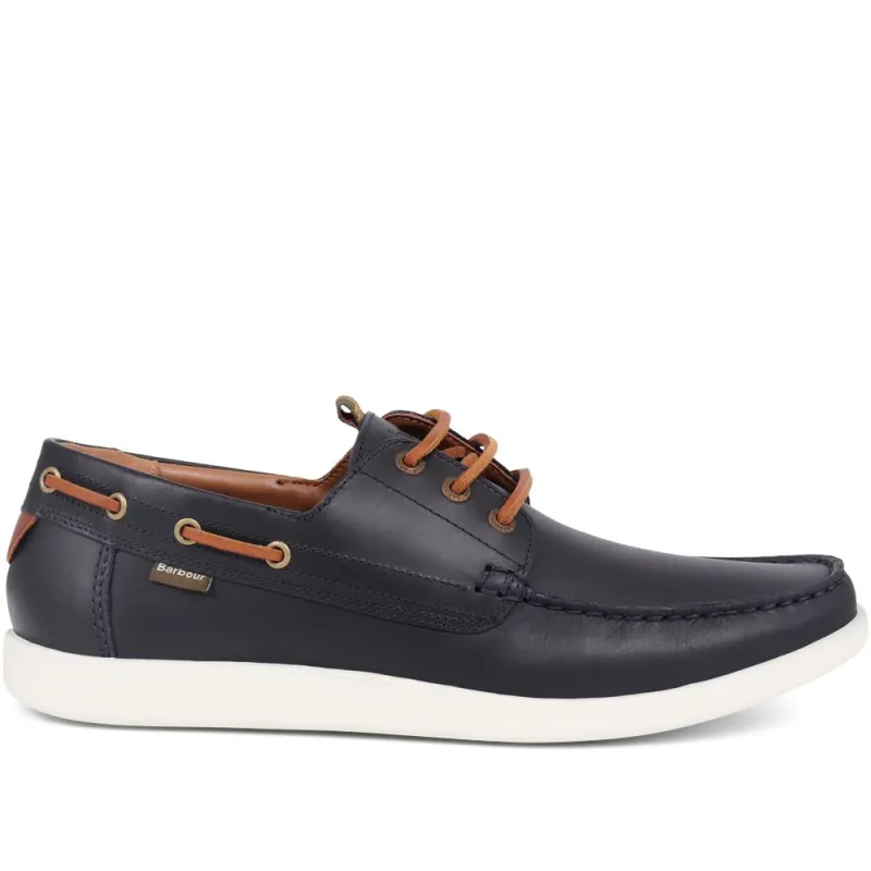 Armada Calf Leather Boat Shoes - BARBR39504 / 324 827 - Navy-Brown sold by Jones Bootmaker