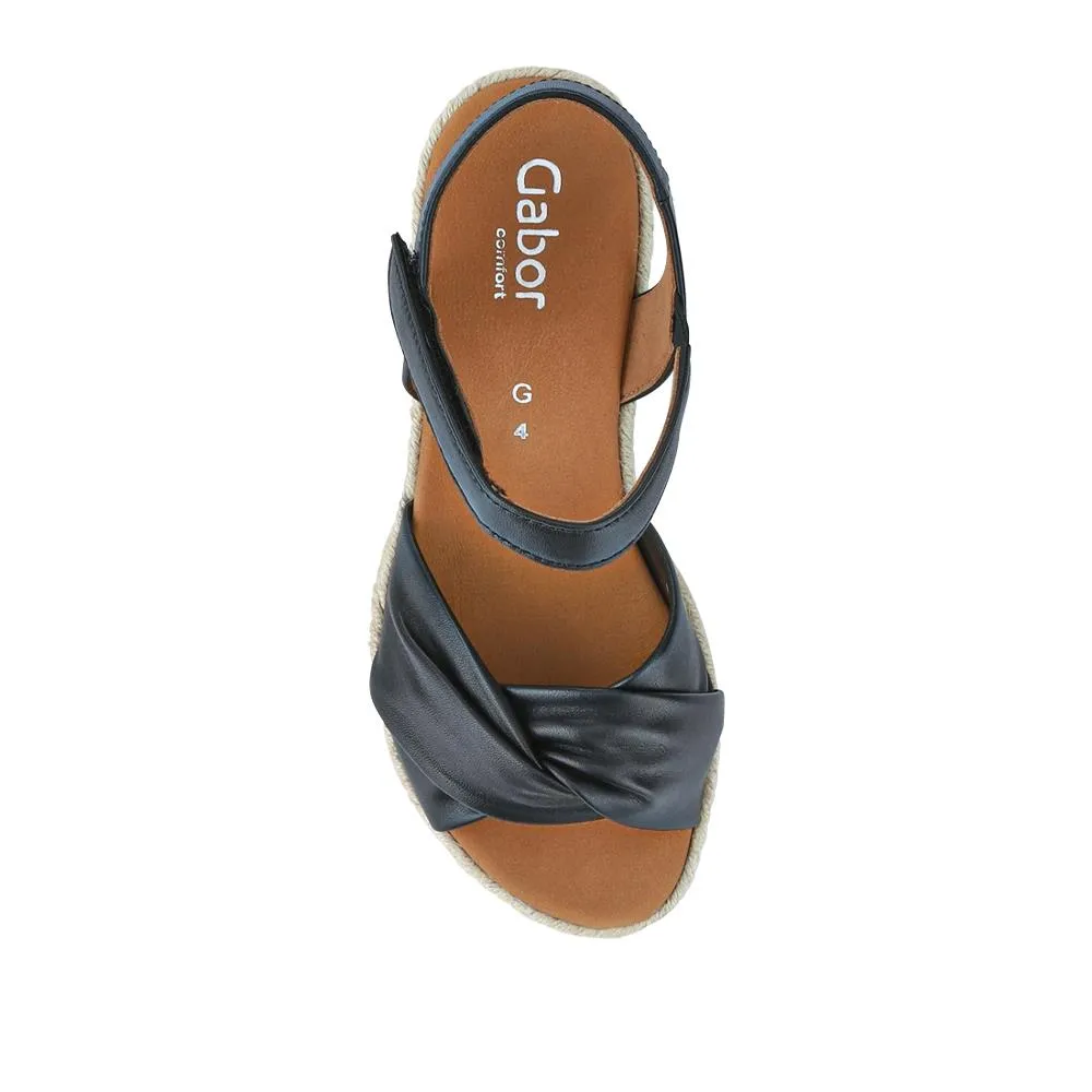 Leather Wedge-Heel Espadrilles - GAB41505 / 326 987 - Black sold by Jones Bootmaker product image thumbnail 4