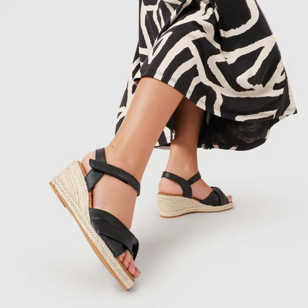 Leather Wedge-Heel Espadrilles - GAB41505 / 326 987 - Black sold by Jones Bootmaker product image thumbnail 5