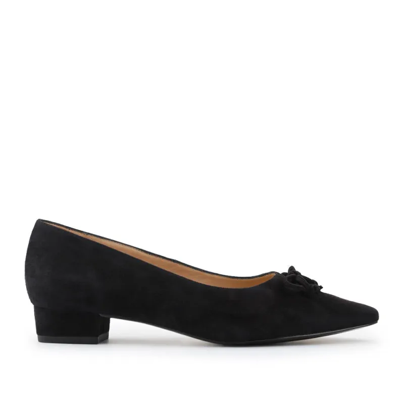 Peter Kaiser Leather Heeled Pumps - CAPRI42504 / 328 409 - Black Suede sold by Jones Bootmaker
