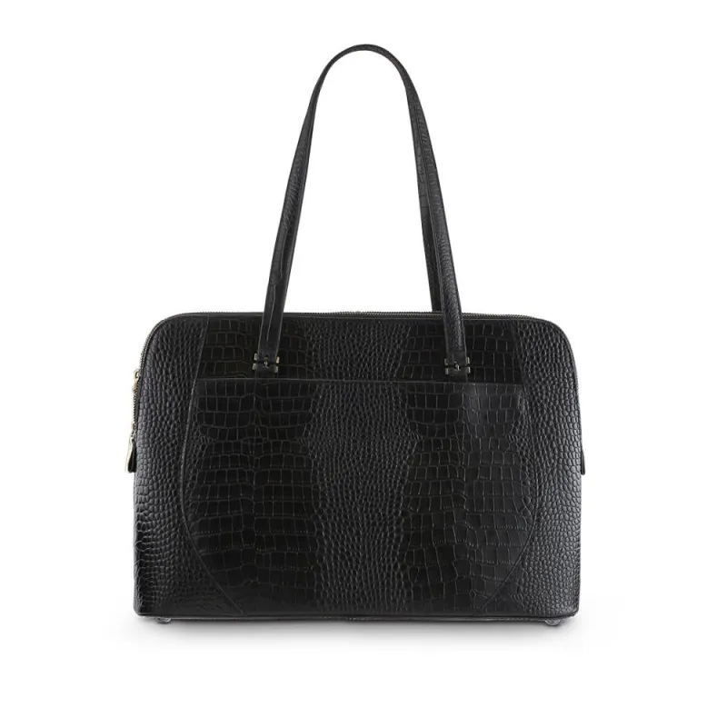 Wynter Croc Leather Shoulder Bag - WYNTER / 324 554 - Black Croc sold by Jones Bootmaker