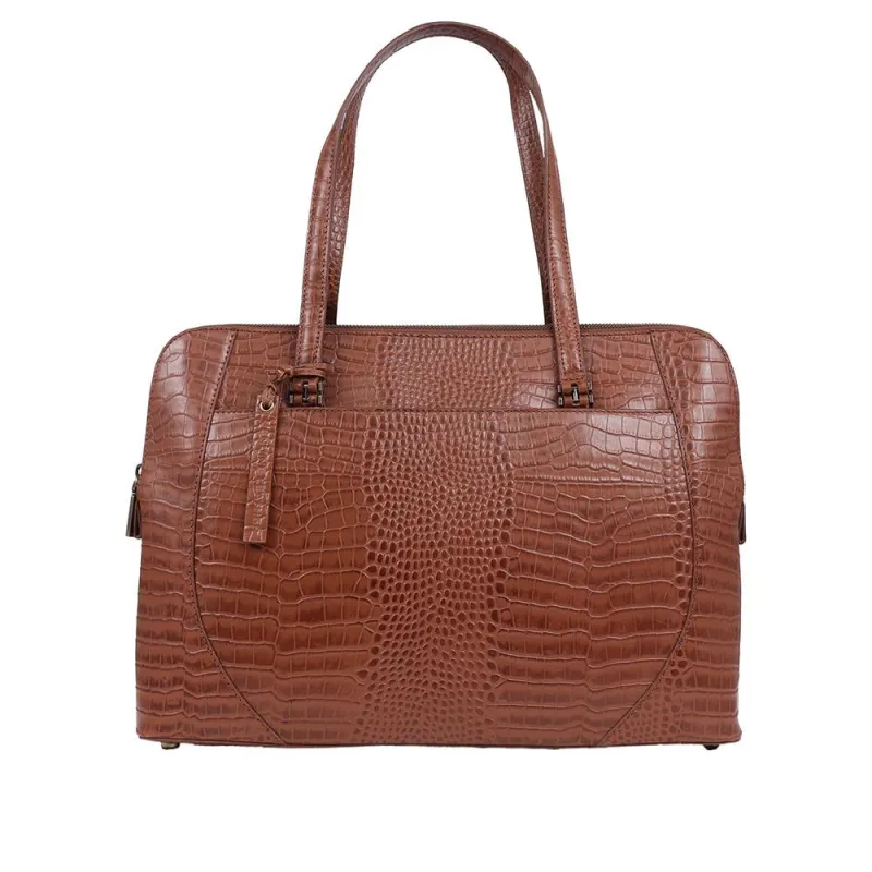 Wynter Croc Leather Shoulder Bag - WYNTER / 324 554 - Tan Croc sold by Jones Bootmaker