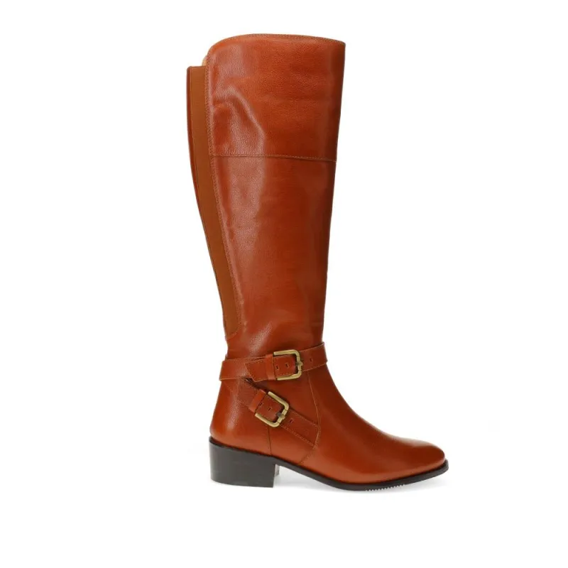 Phoebe Wide Calf Fit Leather Knee Boots - PHOEBEW / 320 896 - Tan sold by Jones Bootmaker