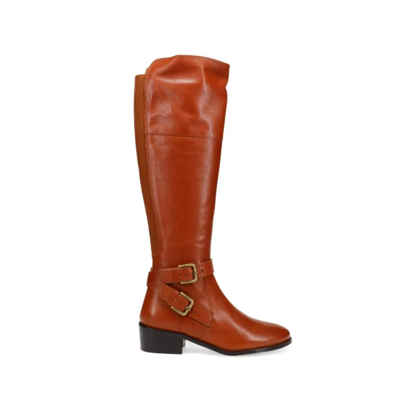 Phoebe Extra-Slim Buckled Leather Long Boots - PHOEBEXS / 326 206 - Tan sold by Jones Bootmaker