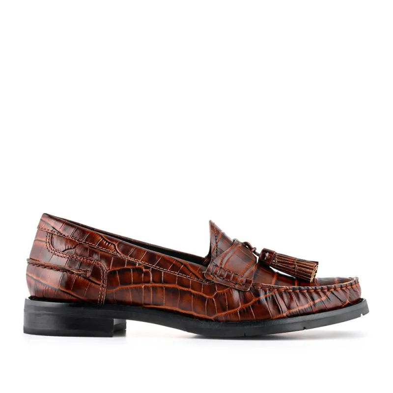 Tiffany Smart Leather Moccasins - TIFFANY / 328 253 - Brown Croc sold by Jones Bootmaker