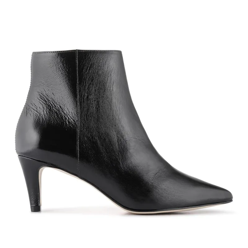 Kamryn Leather Stiletto-Heeled Ankle Boots - KAMRYN / 328 252 - Black Patent sold by Jones Bootmaker