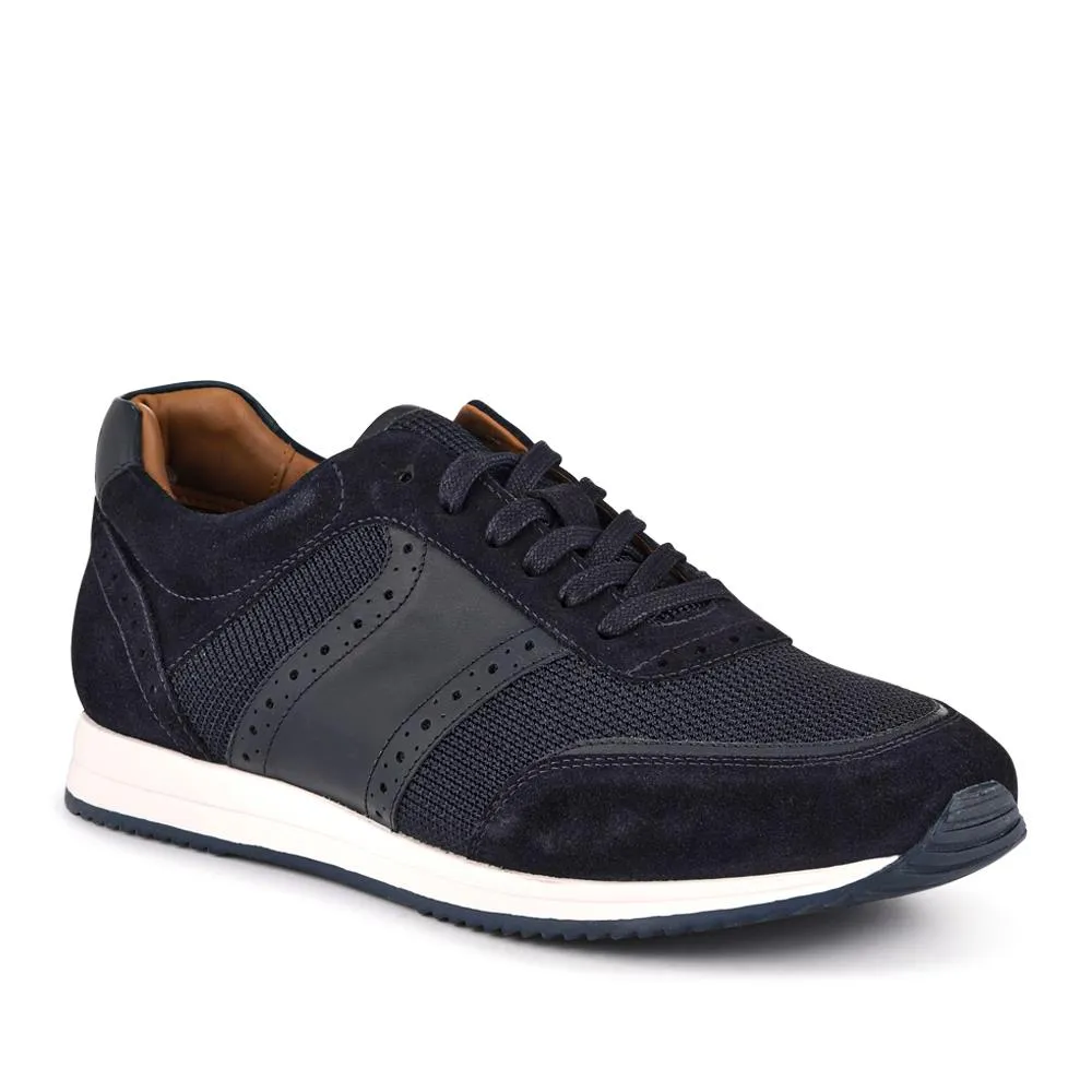 Sergio Lace-Up Leather Trainers - SERGIO / 328 071 - Navy Suede sold by Jones Bootmaker product image thumbnail 2