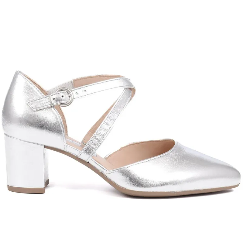 Gazelle Heeled Closed-Toe Sandals - GAB39518 / 325 069 - Silver sold by Jones Bootmaker